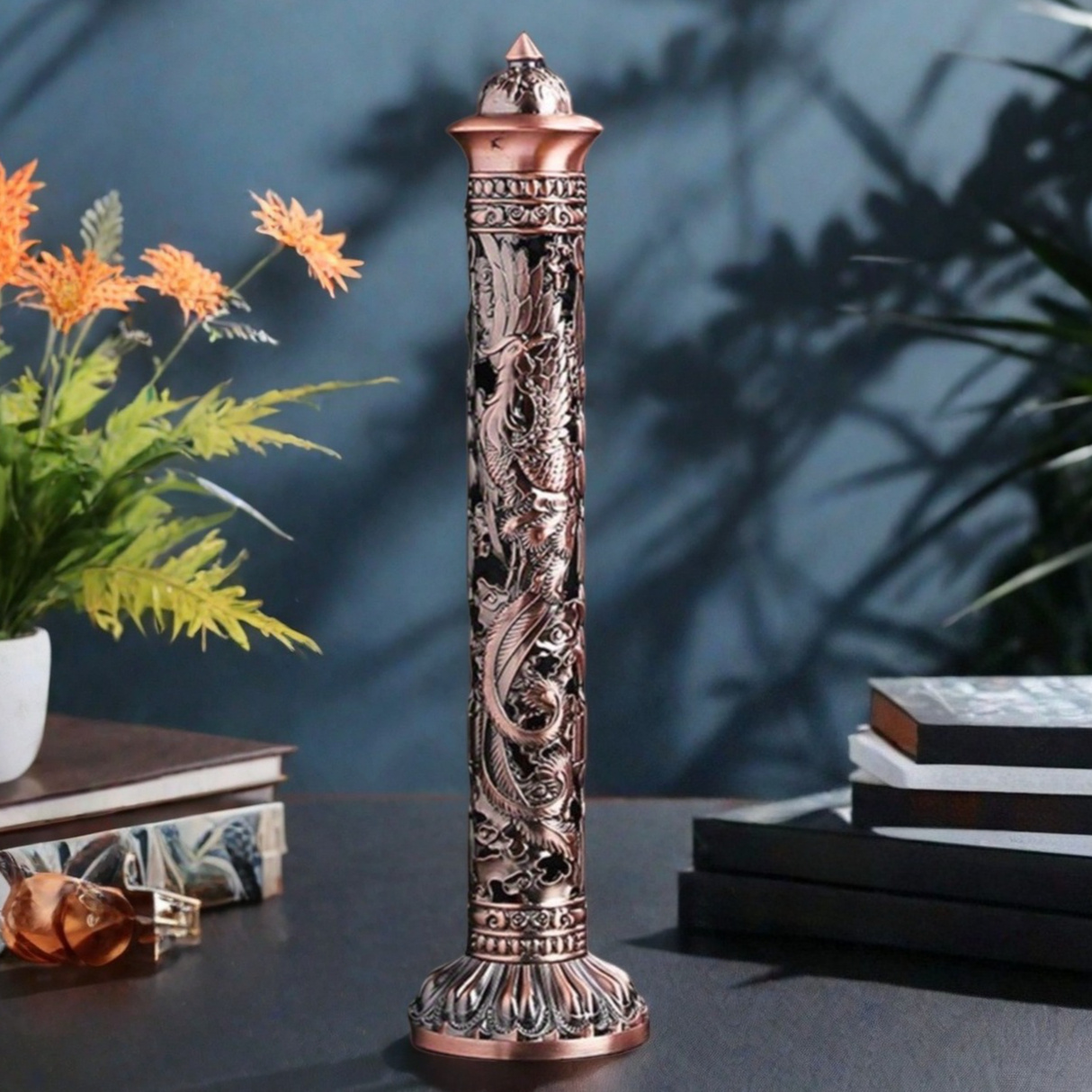 Office Furniture Removal - Vintage Vertical Incense Holder Dragon and